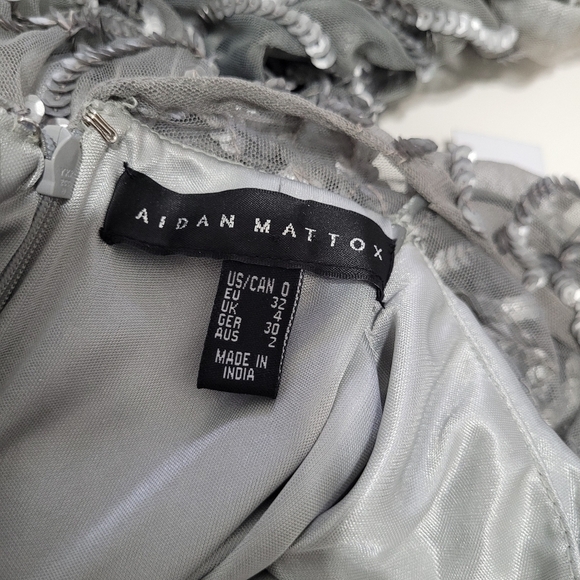 Aidan Mattox silver sequin formal ball gown dress - Picture 3 of 13